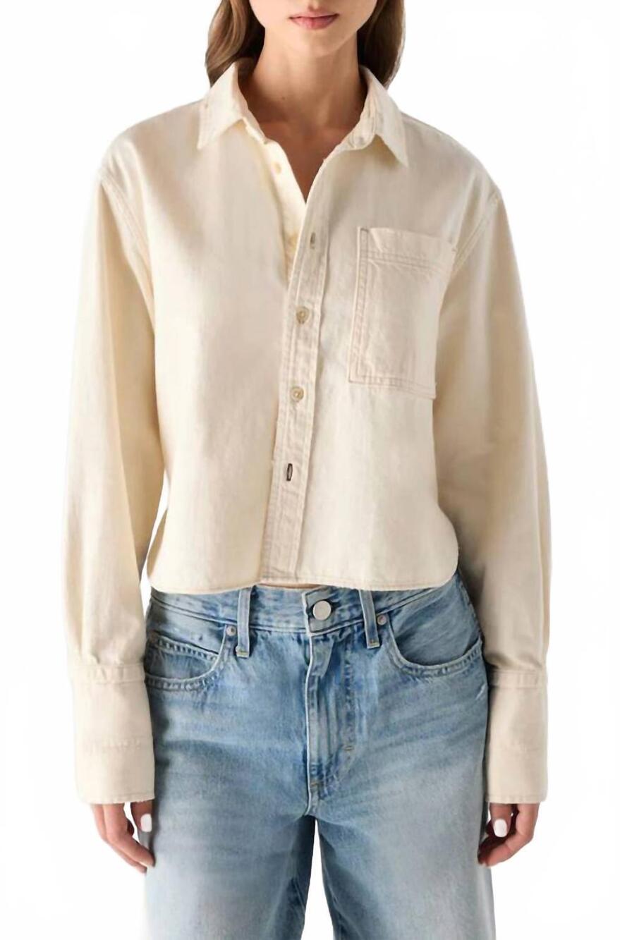 NEW AMO DENIM abigal cropped denim shirt in bone